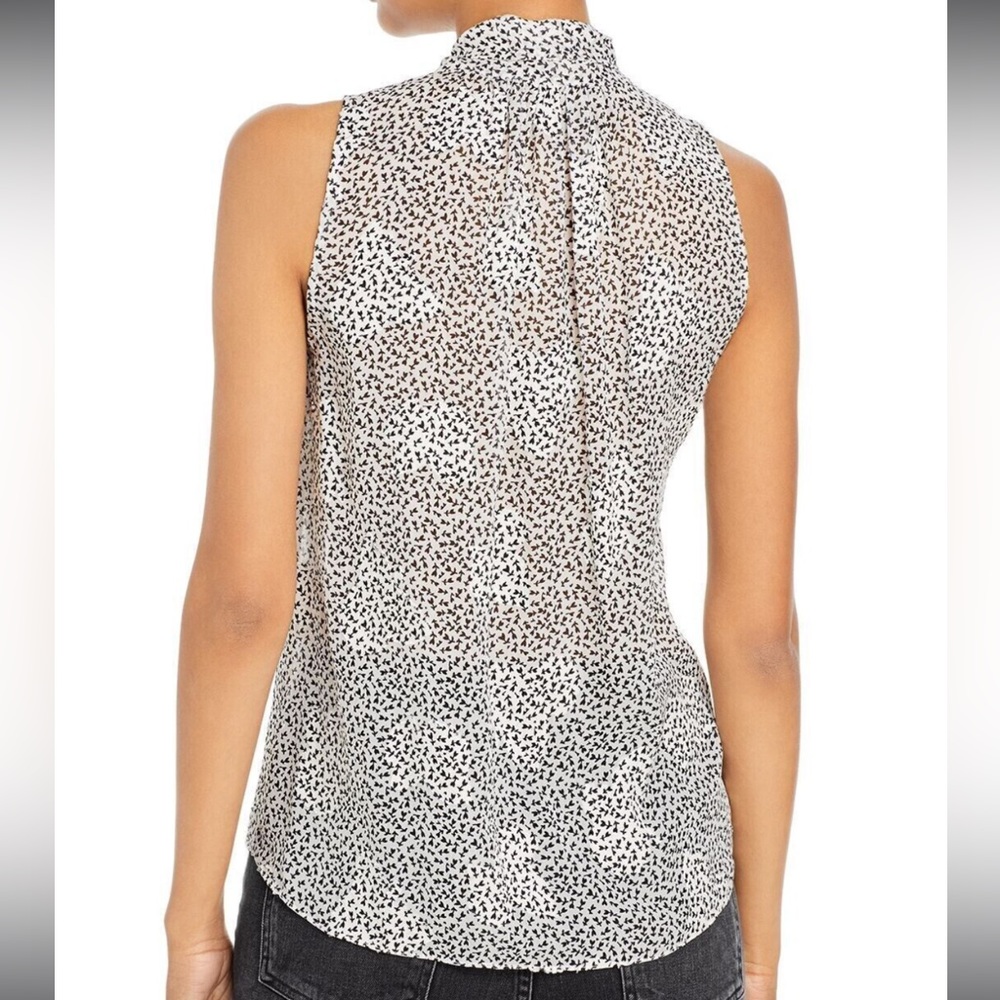 ⚡️SOLD⚡️Rebecca Taylor Silk Floral Sleeveless Tank Top Gray White Blouse - Picture 2 of 16